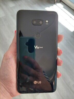 LG V35 ThinQ Black Glass-Back Smartphone